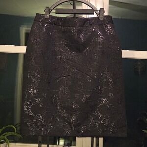 Vintage Black Brocade Pencil Skirt Y2K Gothic‎ Glam Partyware Size 12